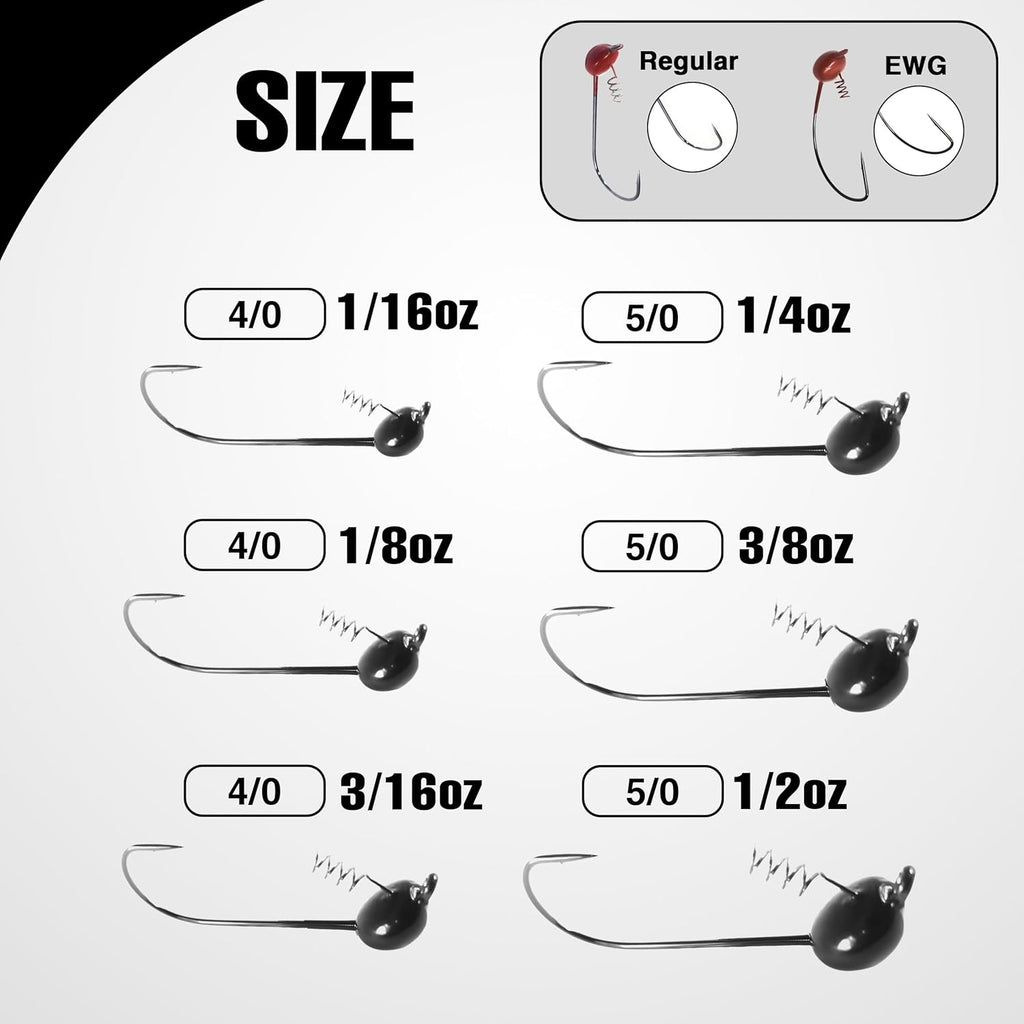 Tungsten Shaky Head Jigs for Bass Fishing - Premium Fishing Hooks, Ideal Shaky Head Jig to Catch Big Bass and Other Fish (5-Pack)