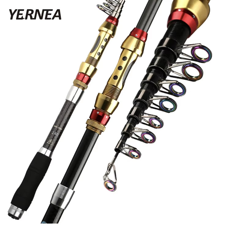 Short Sea Fishing Rods Fiber Telescopic Fishing Rod 99% Carbon 1.8-3.6M Spinning Telescopic Fishing Tackle Spinning Rod