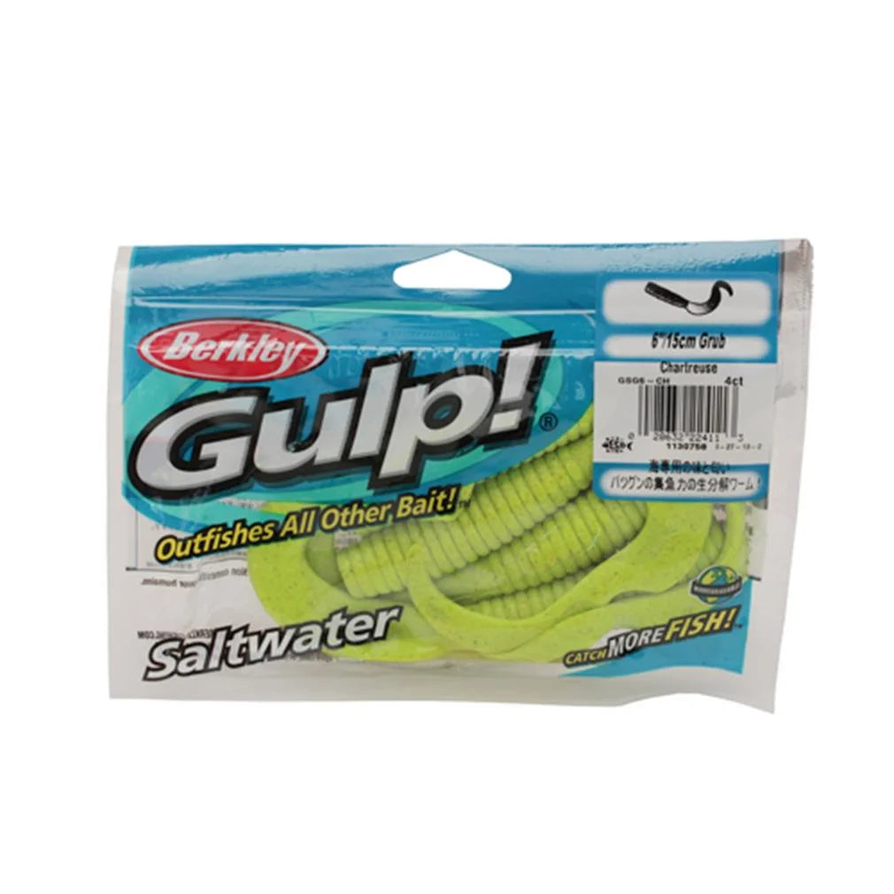Gulp! Saltwater Grub Fishing Soft Bait, Chartreuse