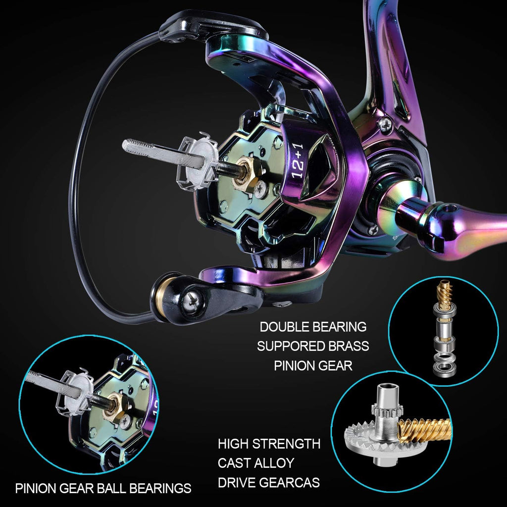 Fishing Reel, Colorful Ultralight Spinning Reels with Graphite Frame 6.0:1 High Speed, over 39 Lbs Carbon Drag for Saltwater or Freshwater Fishing