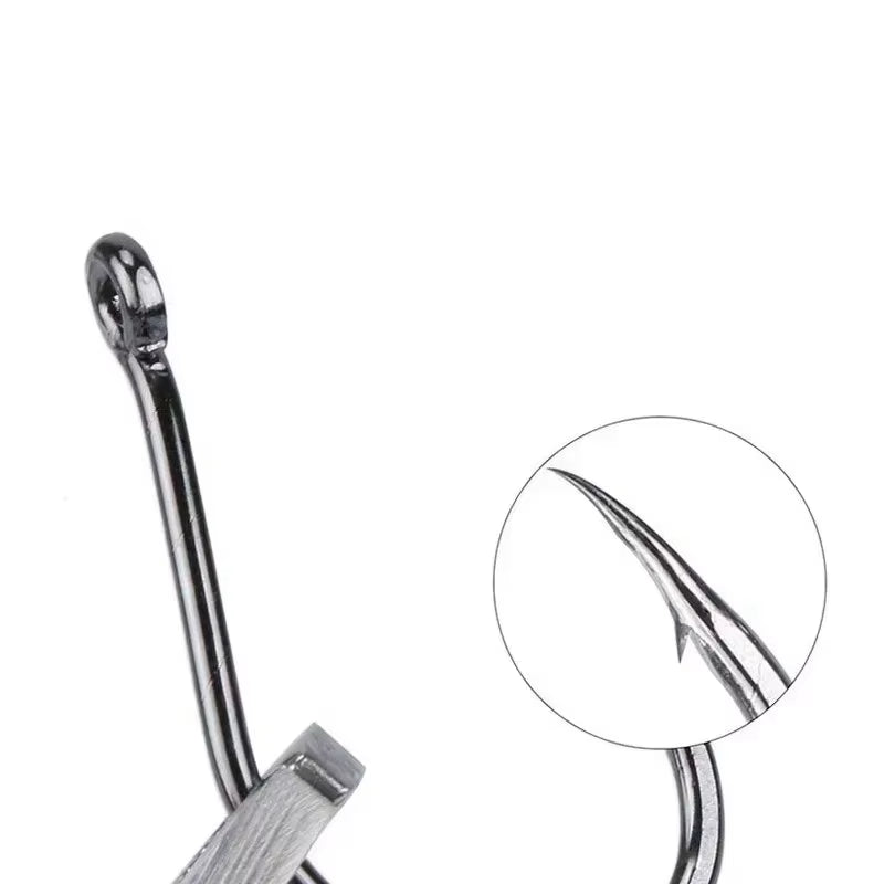 100Pcs/Box #3~#12 High Carbon Steel Hooks, Sport Circle Silver Fishing Hooks