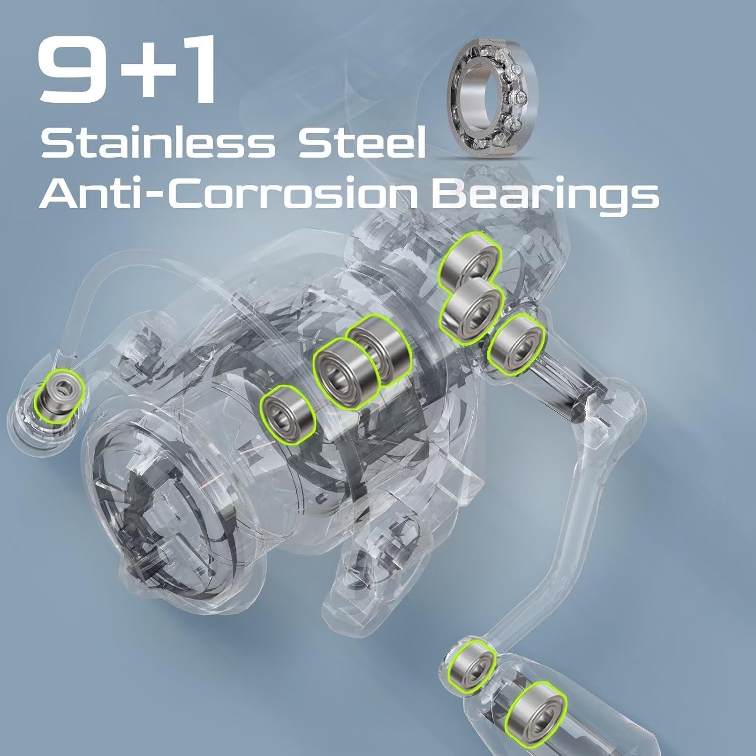 M1 Spinning Reel, Freshwater Fishing Reels Spinning, 9+1 Ball Bearings, 26.5Lbs