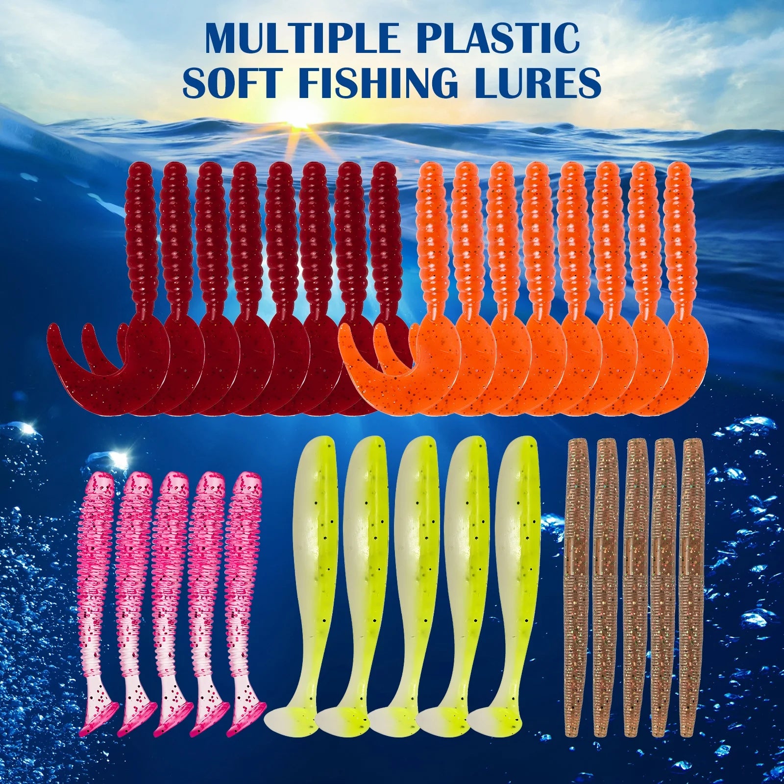 404Pcs Fishing Lures for Bass Trout Salmon,Fishing Tackle Box with Tackle Included for Freshwater and Saltwater,Fishing Gear and Equipment Including Crankbaits, Spinnerbaits, Plastic Worms, Jigs