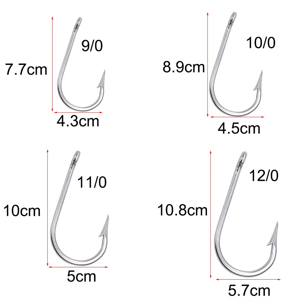 20Pcs 7732 Stainless Steel Shark Fishing Hooks Big Game Fishing Accessories Tuna Fish Hooks Size 4/0-12/0