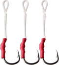 Fishing Assist Hooks with PE Line for Jigging, 30Pcs Saltwater Jigging Assist Hooks Vertical Butterfly Jig Slow Pitch Jig Braid Cords