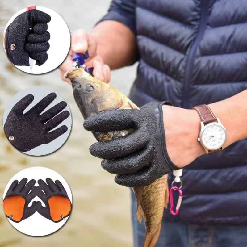 Fishing Catching Gloves Magnet Release Anti-Slip Protect Hand from Puncture Scrapes Waterproof Fishing Gloves
